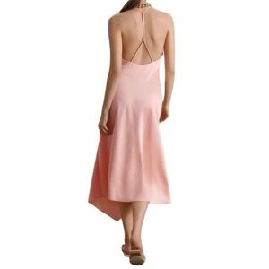 SIGNIFICANT OTHER Pink Satin Halter‎ Midi Dress Side Slit Parfait NWT US10/AU14